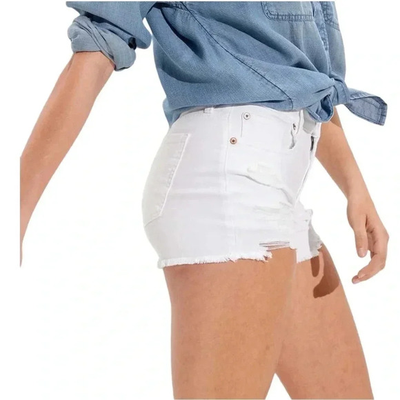 AMERICAN EAGLE 🦅 | Stretch High-Rise White Shortie Short Size 8 (NWOT) - Picture 2 of 9